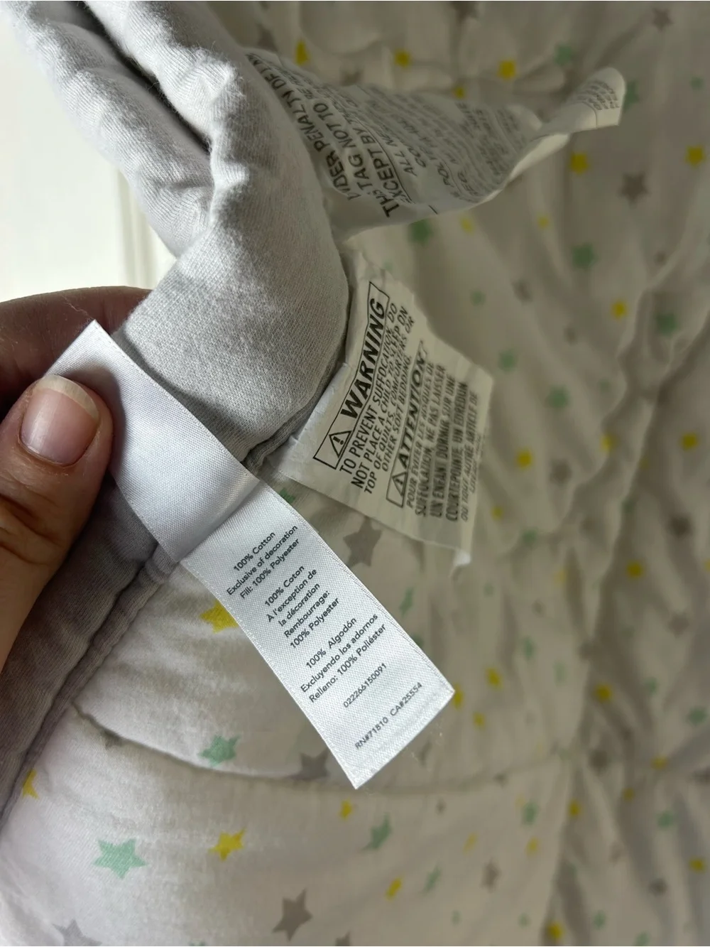 Child of Mine by Carter's Lamb Stars Baby Blanket Comforter Quilt Gray White